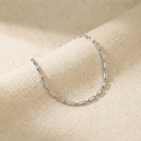 Baguette Diamond Tennis Bracelet | Minimalist Stackable Gold Bracelet | Bridal Jewelry | Anniversary Gift | Mothers Day Gift |Christmas Gift M.0495