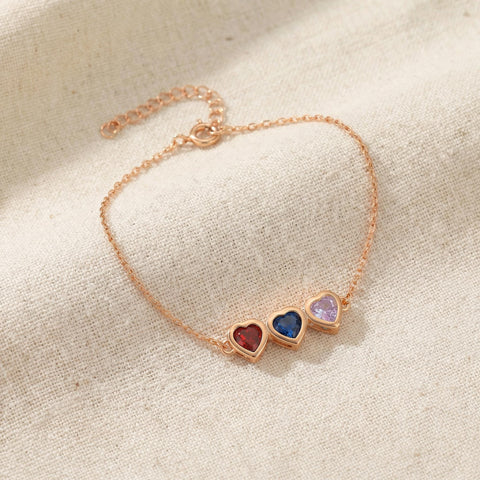 14K Gold Heart Cut Birthstone Bracelet - 3.5-10 in M.0223