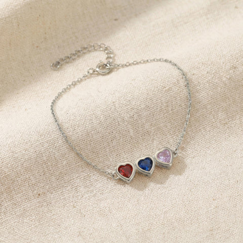 14K Gold Heart Cut Birthstone Bracelet - 3.5-10 in M.0223