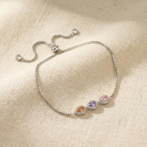 Personalized Teardrop Birthstone Bracelet | Pear Diamond Tennis Bracelet | Stackable Teardrop Birthstone Bracelet | Mom Gift |Christmas Gift M.0251