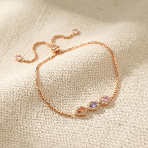 Personalized Teardrop Birthstone Bracelet | Pear Diamond Tennis Bracelet | Stackable Teardrop Birthstone Bracelet | Mom Gift |Christmas Gift M.0251