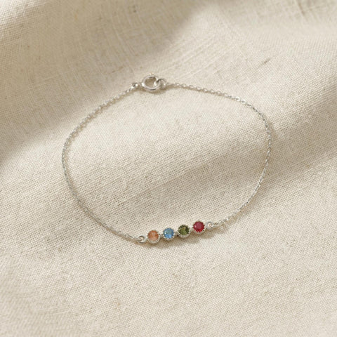 14K Gold Indented Sequential Birthstone Bracelet - 3.5-10 in M.0259