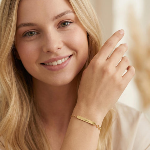14K Gold Infinity Bar Bracelet - 3.5-10 in M.0440