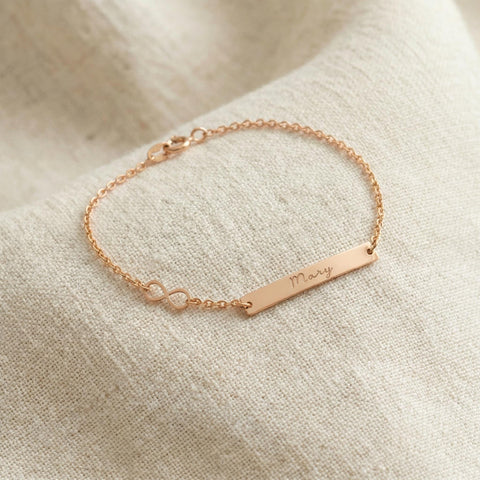 14K Gold Infinity Bar Bracelet - 3.5-10 in M.0440